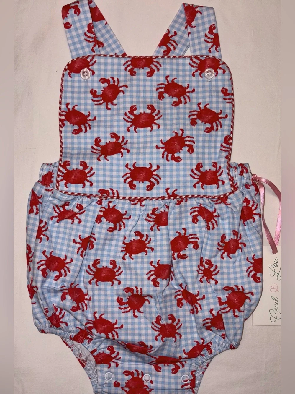 Cecil and Lou Crab print baby knit  Bubble Romper sz 18 months NWT